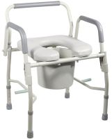 Commode, Deluxe Steel Drop-Arm  - Drive 11125PSKD-1 with Padded Seat (US/CANADA)